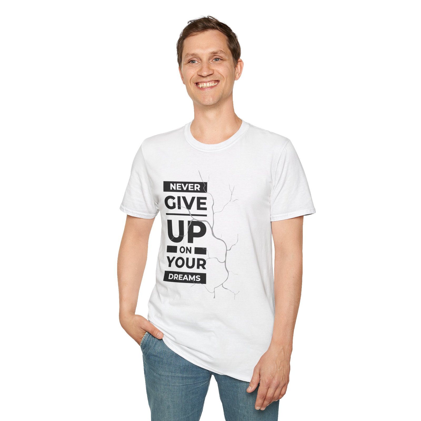 Unisex Never Give Up On Your Dreams Softstyle T-Shirt - Image 7