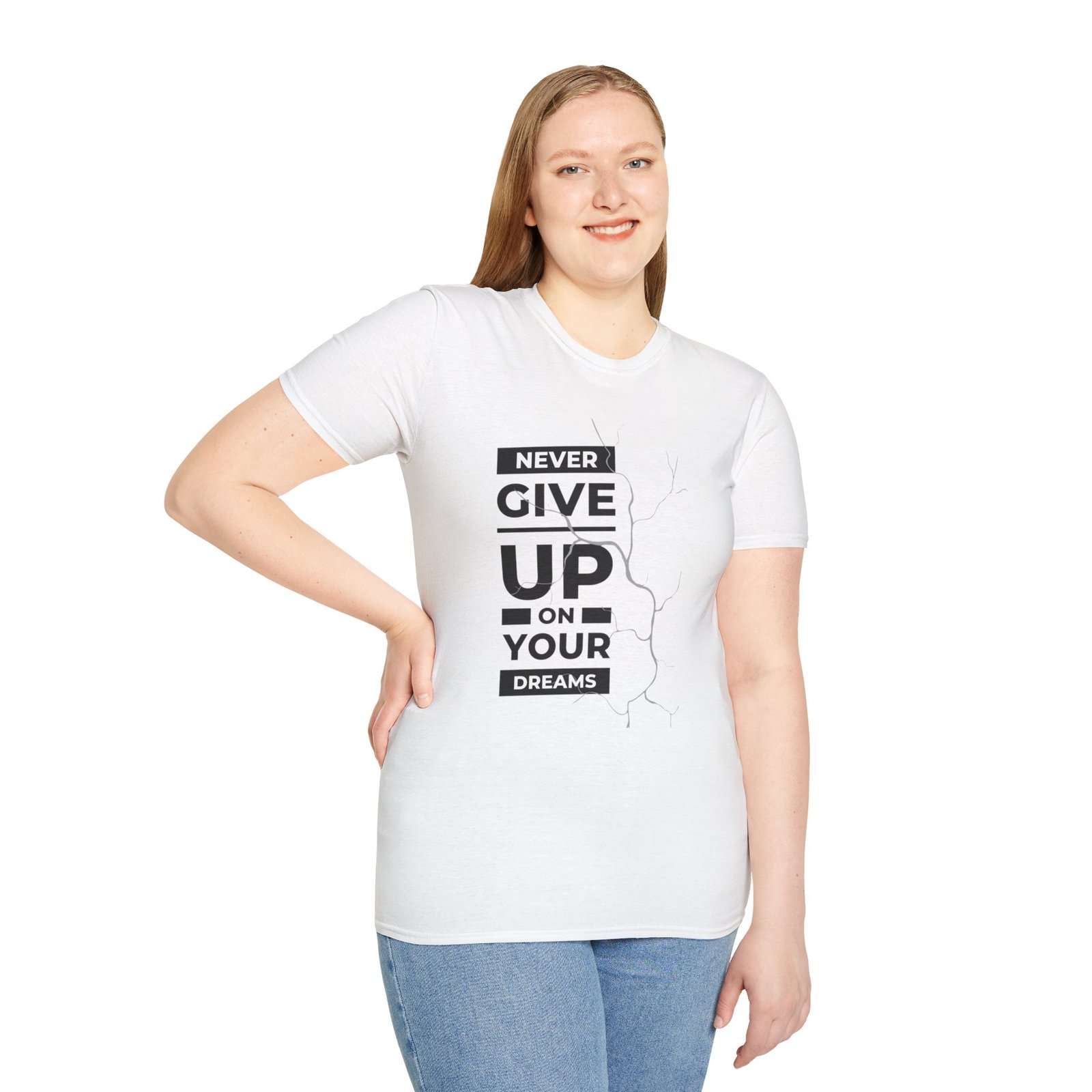 Unisex Never Give Up On Your Dreams Softstyle T-Shirt - Image 5